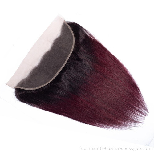 Wholesale Factory 1B 99J bundle With Closure Straight Hair Weave Cuticle Aligned Hair With Frontal